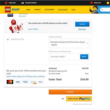 Screenshot of the Lego Shop project